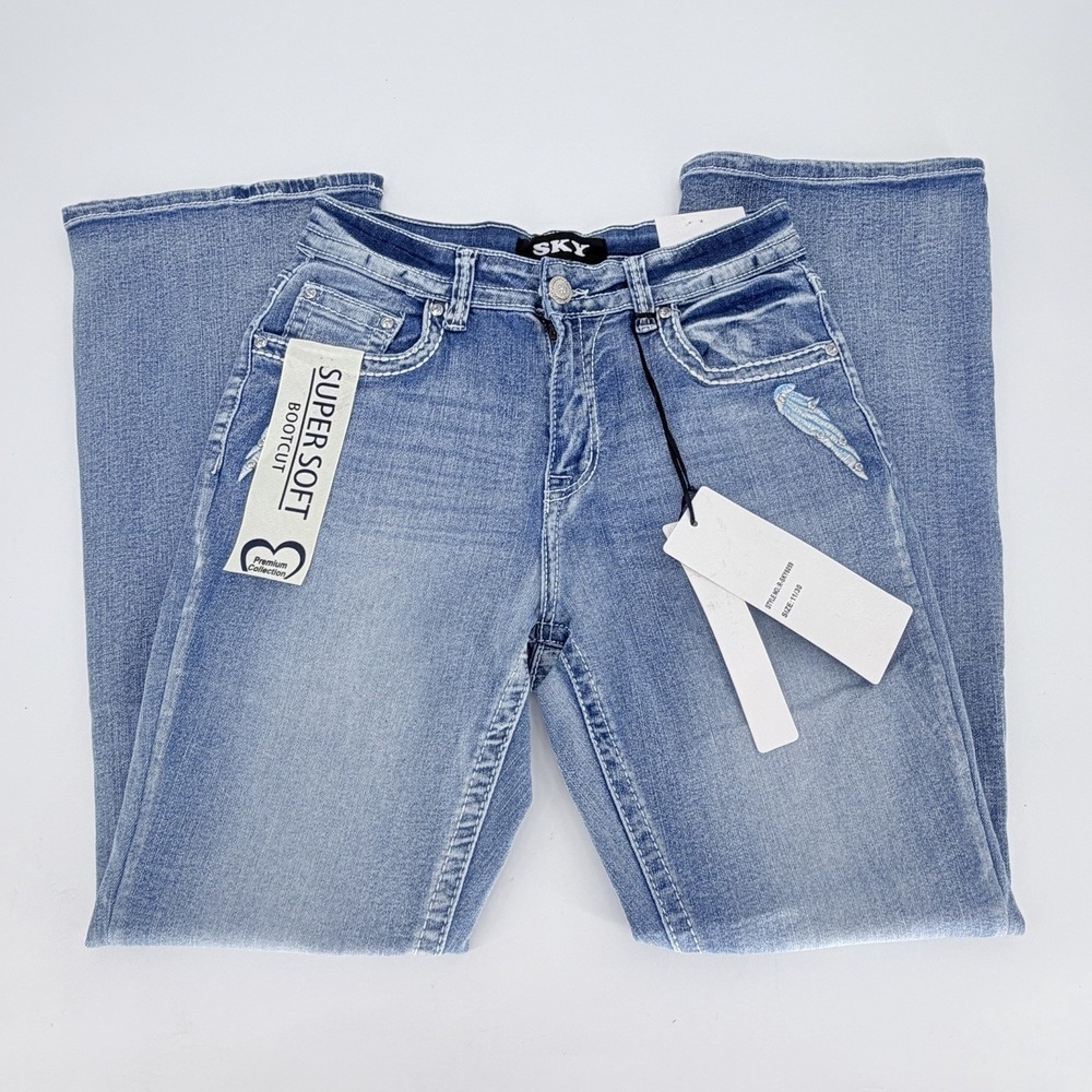 SKY Premium Collection Bootcut Jeans Love Heart Wings Rhinestone Bling 11/12 - Picture 4 of 6